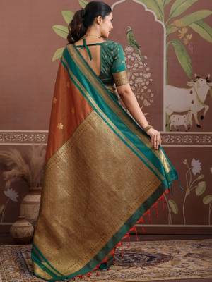 Woven design zari silk blend designer kanjeevaram saree 2
