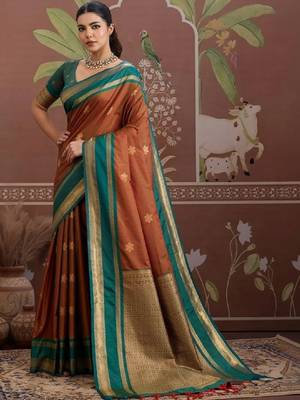 Woven design zari silk blend designer kanjeevaram saree 3