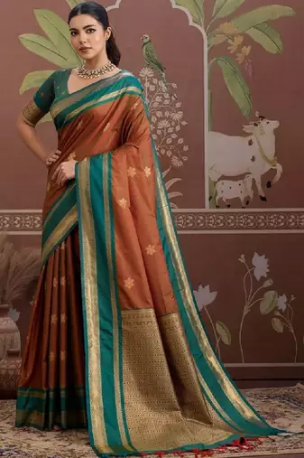 Woven design zari silk blend designer kanjeevaram saree
