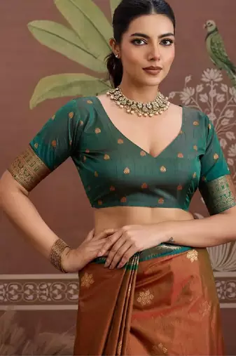 Woven design zari silk blend designer kanjeevaram saree