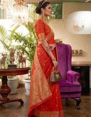 Floral zari silk cotton kanjeevaram saree 2
