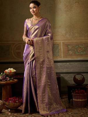Woven design zari silk blend designer kanjeevaram saree 1