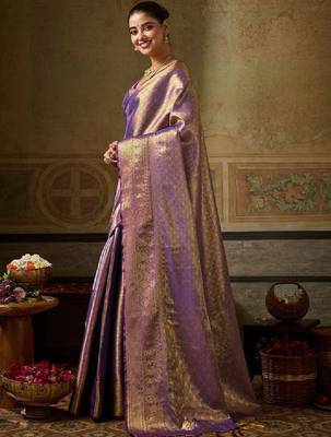 Woven design zari silk blend designer kanjeevaram saree 2