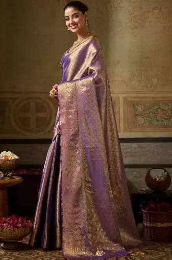 Woven design zari silk blend designer kanjeevaram saree