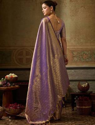 Woven design zari silk blend designer kanjeevaram saree 3
