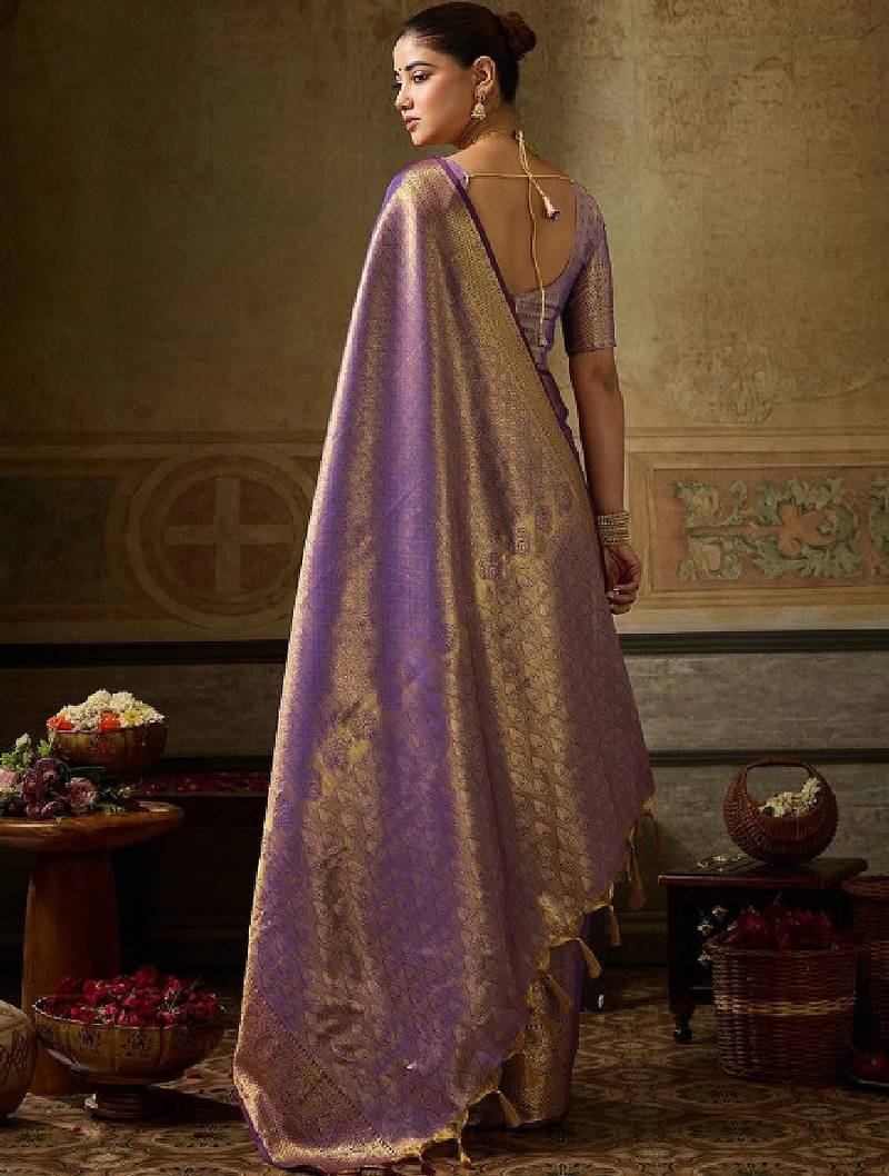 Woven design zari silk blend designer kanjeevaram saree