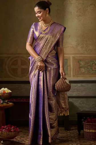 Woven design zari silk blend designer kanjeevaram saree