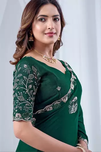 Floral embroidered pure georgette heavy work kanjeevaram saree