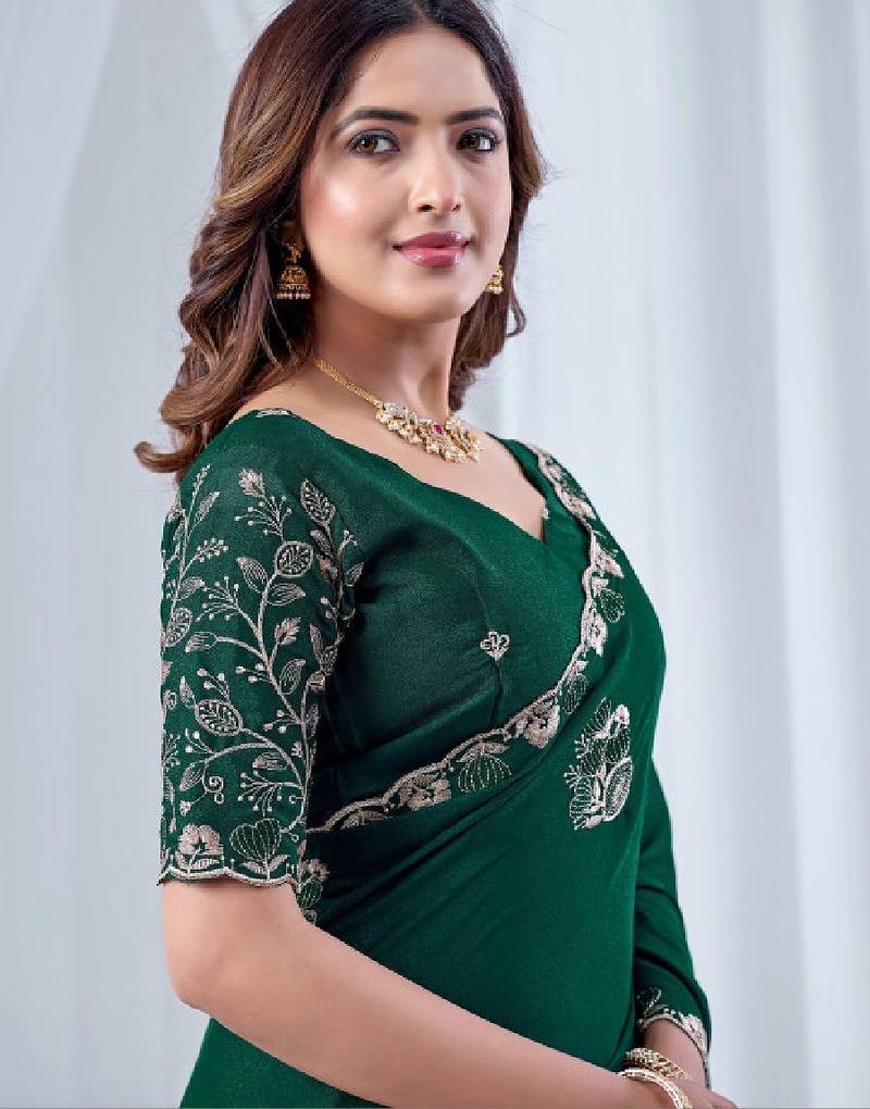 Floral embroidered pure georgette heavy work kanjeevaram saree
