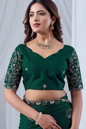 Floral embroidered pure georgette heavy work kanjeevaram saree