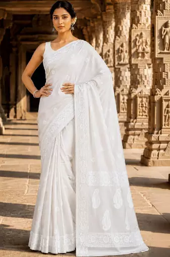 Woven design embroidered designer kanjeevaram saree
