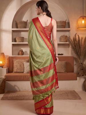 Woven design zari pure cotton kanjeevaram saree 2