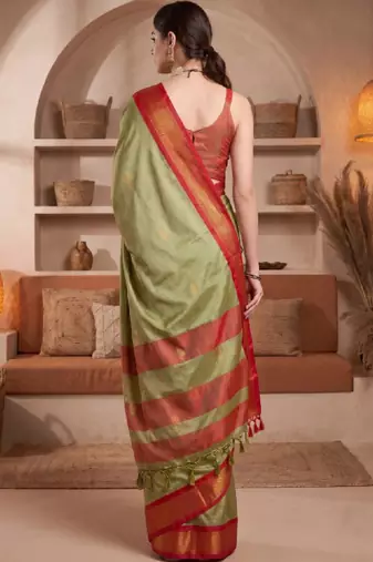 Woven design zari pure cotton kanjeevaram saree