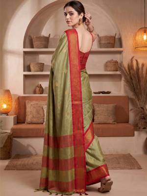 Woven design zari pure cotton kanjeevaram saree 3