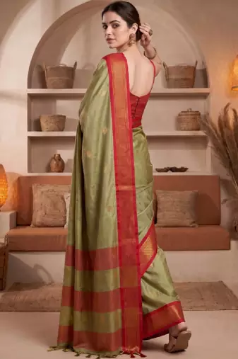 Woven design zari pure cotton kanjeevaram saree