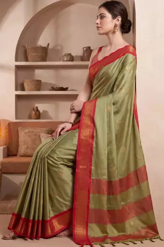 Woven design zari pure cotton kanjeevaram saree