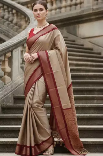 Woven design zari pure cotton kanjeevaram saree