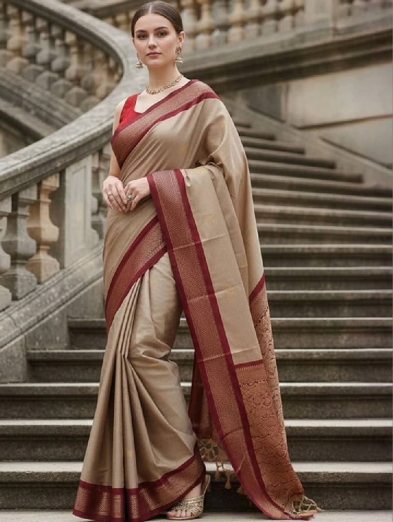 Woven design zari pure cotton kanjeevaram saree