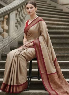 Woven design zari pure cotton kanjeevaram saree 3