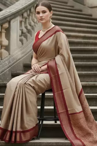 Woven design zari pure cotton kanjeevaram saree