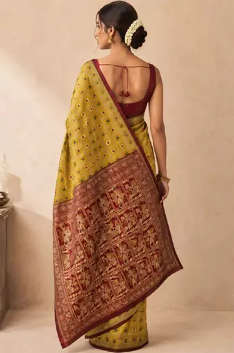 Ethnic motifs zari art silk handloom kanjeevaram saree