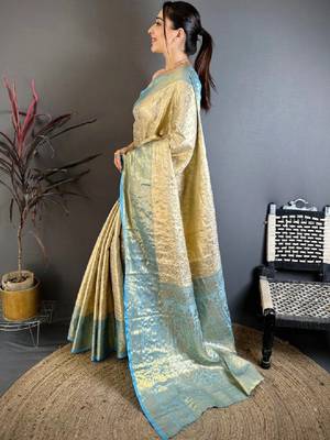Woven design zari silk blend kanjeevaram saree 3