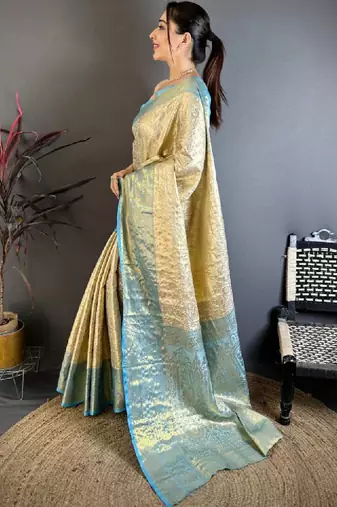 Woven design zari silk blend kanjeevaram saree