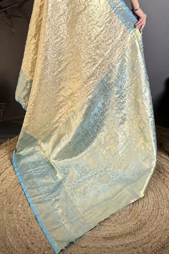 Woven design zari silk blend kanjeevaram saree