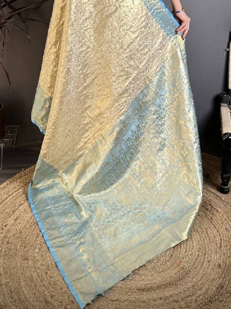 Woven design zari silk blend kanjeevaram saree