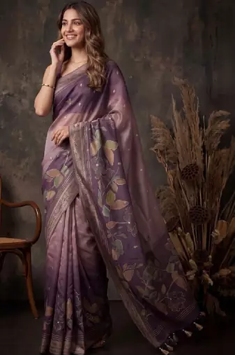 Floral silk blend designer kanjeevaram saree