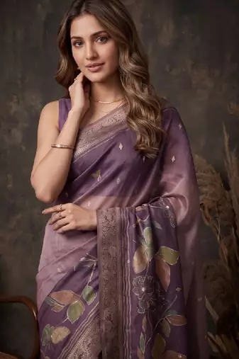 Floral silk blend designer kanjeevaram saree