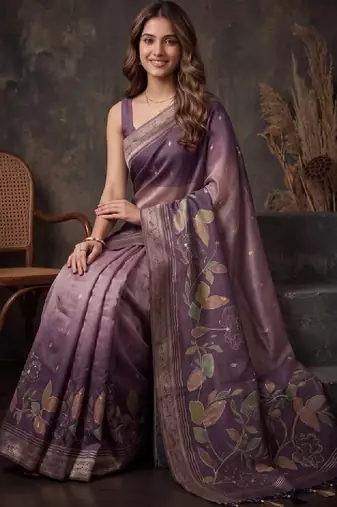 Floral silk blend designer kanjeevaram saree