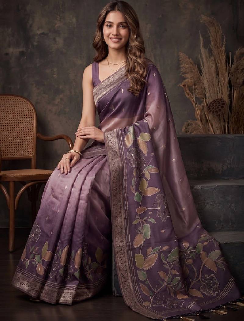 Floral silk blend designer kanjeevaram saree