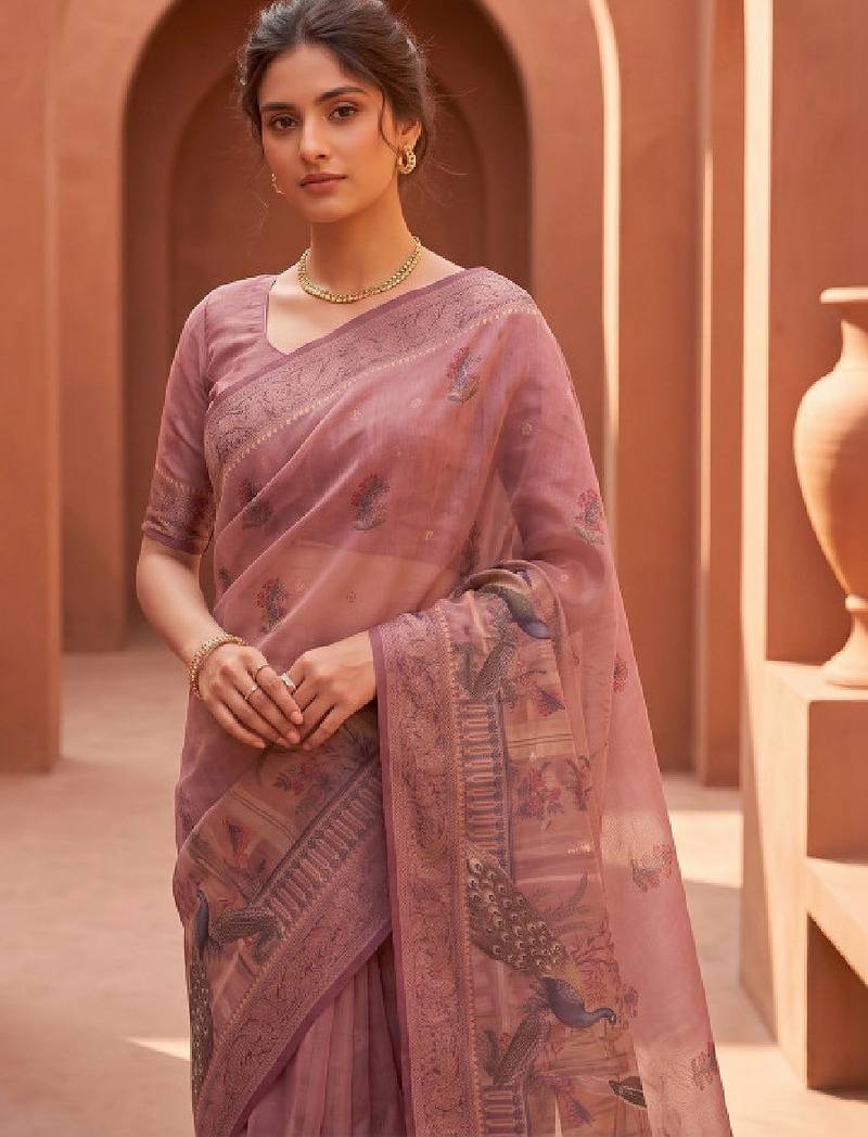 Kalamkari silk blend fusion kanjeevaram saree