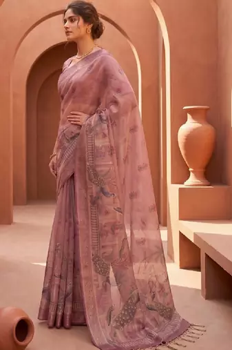 Kalamkari silk blend fusion kanjeevaram saree