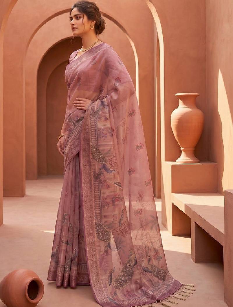 Kalamkari silk blend fusion kanjeevaram saree