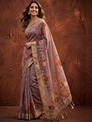 Floral zari silk blend designer kanjeevaram saree 1