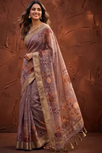 Floral zari silk blend designer kanjeevaram saree