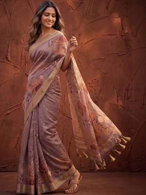 Floral zari silk blend designer kanjeevaram saree 2