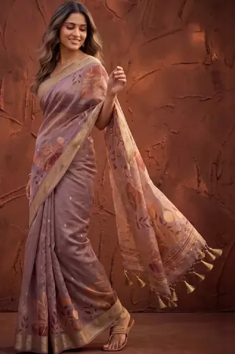 Floral zari silk blend designer kanjeevaram saree