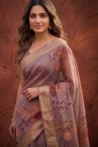 Floral zari silk blend designer kanjeevaram saree