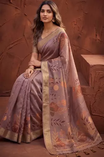 Floral zari silk blend designer kanjeevaram saree