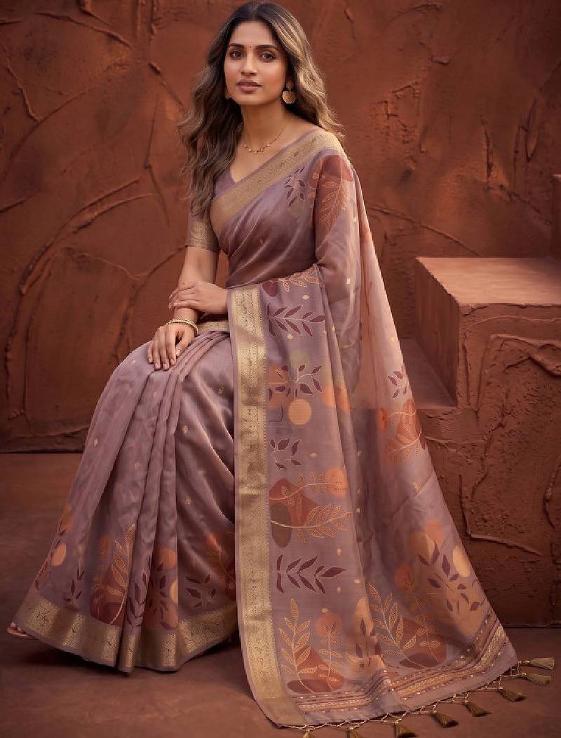 Floral zari silk blend designer kanjeevaram saree