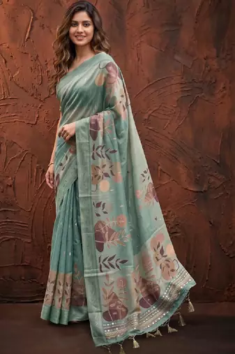 Floral silk blend designer kanjeevaram saree