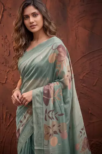 Floral silk blend designer kanjeevaram saree
