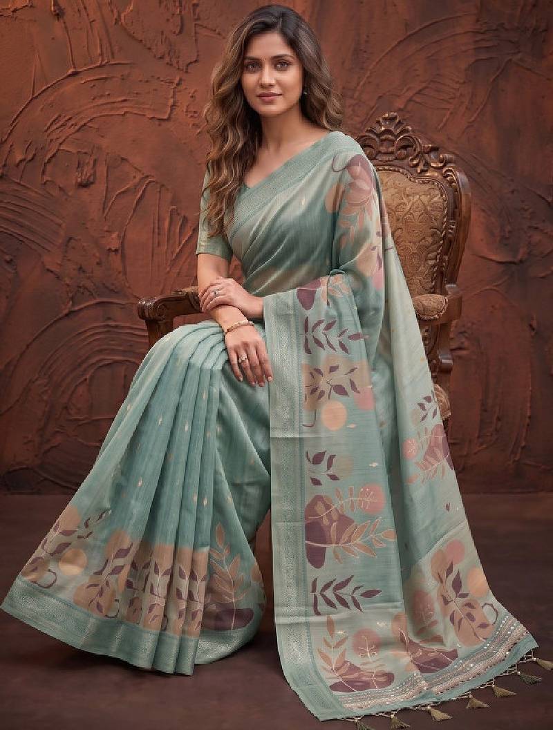 Floral silk blend designer kanjeevaram saree