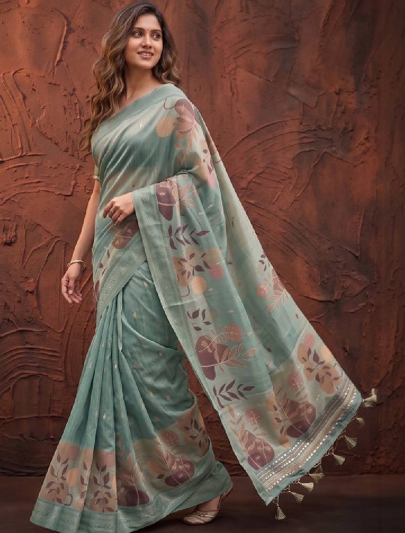 Floral silk blend designer kanjeevaram saree