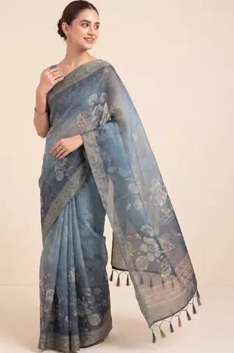 Floral silk blend designer kanjeevaram saree