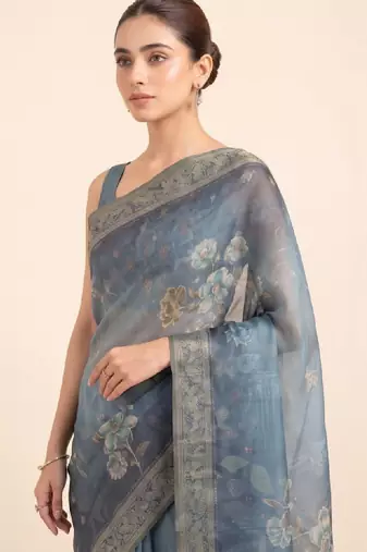 Floral silk blend designer kanjeevaram saree