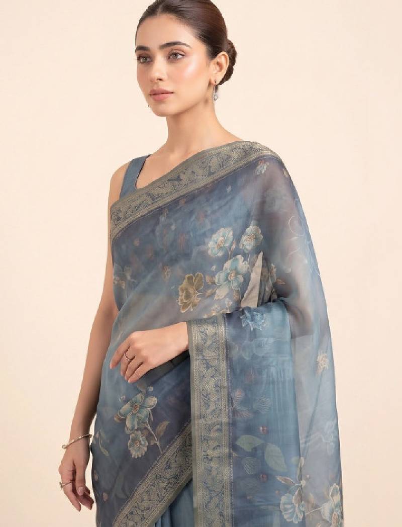 Floral silk blend designer kanjeevaram saree